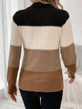 christmas outfit Amfeov Long Sleeves Contrast Color Round-Neck Pullovers Sweater Tops