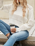 christmas outfit Amfeov Long Sleeves Loose Hollow Solid Color Round-Neck Knitwear Pullovers Sweater Tops