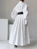 Amfeov Nipped Waist Baller Sleeve Shirt Dress with Belt