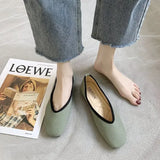 Amfeov 2024 Cotton Fabric Flats Shoes Women Yellow Ballerina Socks Shoes Women Loafers Slip on Flat Heel Mule Shoes Plus Size 43