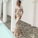 Amfeov Evening Dress Women Spring Summer Stitching Mop Long Sequin Dress Ladies Formal Gown