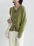 christmas outfit Amfeov Casual Loose Long Sleeves Buttoned Contrast Color V-Neck Cardigan Tops