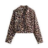 cold weather outfits Amfeov 2024 Spring Summer Casual LEOPARD Women Jackets Fashion Vintage Turn-down Collar Zipper Streetwear Ladies Jackets