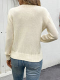 christmas outfit Amfeov Long Sleeves Loose Hollow Solid Color Round-Neck Pullovers Sweater Tops