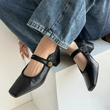 Amfeov Spring High -heeled Shoes Female 2024 Dwarf Retro Dress Shoes New Fashionable Square Toe Shallow Mouthpiece