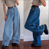 Amfeov y2k outfits INS Trendy Wide-Leg Pants Classic High Waist Denim Flared Trousers