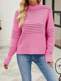 christmas outfit Amfeov Long Sleeves Loose Hollow Solid Color Round-Neck Knitwear Pullovers Sweater Tops