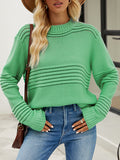 christmas outfit Amfeov Long Sleeves Loose Hollow Solid Color Round-Neck Knitwear Pullovers Sweater Tops