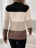 christmas outfit Amfeov Long Sleeves Contrast Color Round-Neck Pullovers Sweater Tops