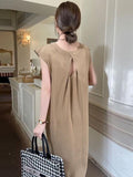 Amfeov Simple Round-neck Open Back Hollow Sleeveless Dress