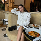 cold weather outfits Amfeov 2024 Spring Summer Casual Women Suits Fashion Elegant Turn-down Collar Solid Shirts+Chic Folds Ball Gown Loose Skirts