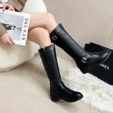 Amfeov Chunky Women Short Boots Fashion Side Zippers Platform Thick Heel Motorcycle Booties Retro Style Autumn Winter Female Shoes