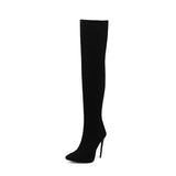 cold weather outfits Amfeov Design Thigh Boots Pointed Toe Stilettos Sexy Stretch Female Booties Size 45 46 47 48 Fashion Party Shoes