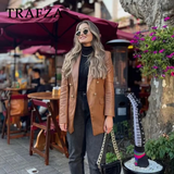 cold weather outfits Amfeov 2024 Autumn Winter Office Lady PU Blazers Fashion Vintage Solid Double Breasted Shrug Casual Chic Elegant Women Blazers