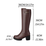 cold weather outfits Amfeov Motorcycle Boots Women Round Toe Block Heels 6cm Platfrom 2cm Size 45 46 Daily Bota