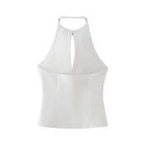 cold weather outfits Amfeov 2024 Spring Summer BOW Tie Sexy Cami Tops Women Fashion Nightclub Chic Solid Halter Sleeveless Tops Girl Y2K Slim Blouses