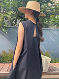 Amfeov Round-neck Loose Open Back Sleeveless Dress