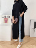 christmas outfit Amfeov Original Loose Solid Color Split-Front Sweater Dress