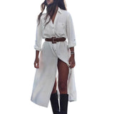 cold weather outfits Amfeov Women's Shirt Style Dress with Waistband Single Breasted Long Sleeve Pocket Decoration Long Skirt New