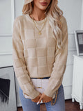 christmas outfit Amfeov Long Sleeves Loose Solid Color Split-Joint Round-Neck Pullovers Sweater Tops