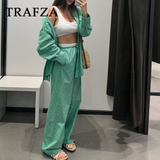 cold weather outfits Amfeov 2024 Spring Summer Casual Striped Women Suits Fashion Vintage Single Breasted Shirts+High Waist Drawstring Ladies Pants