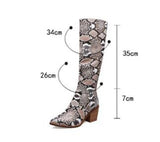 cold weather outfits Amfeov 2020 Cowboy boots Knee high print Pointed toe heel Brand women boots wedges shoes Big size 44