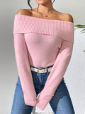 christmas outfit Amfeov Long Sleeves Solid Color Off-The-Shoulder Pullovers Sweater Tops