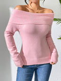 christmas outfit Amfeov Long Sleeves Solid Color Off-The-Shoulder Pullovers Sweater Tops