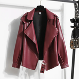 cold weather outfits Amfeov Fashionable Washed Pulverized Leather Jacket Women's Petite American Style Plus Size Stylish Lapel Motorcycle Leather Jacket