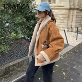 cold weather outfits Amfeov 2024 Autumn Winter Thick Casual Women Jacket Fashion Vintage Pockets Solid Loose Turn Down Collar Streetwear Ladies Coat