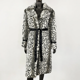 cold weather outfits Amfeov New Women's Fashionable Fur Jacket Imported From China Over Knee Whole Leather Rabbit Printed Fox Leopard Slip Resistant To Cold