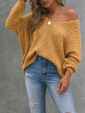 christmas outfit Amfeov Long Sleeves Loose Solid Color V-Neck Knitwear Pullovers Sweater Tops