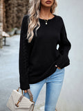 christmas outfit Amfeov Long Sleeves Loose Solid Color Round-Neck Pullovers Sweater