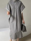 Amfeov Loose Lapel Banded Lounge Dress