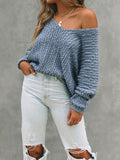 christmas outfit Amfeov Long Sleeves Loose Solid Color V-Neck Knitwear Pullovers Sweater Tops