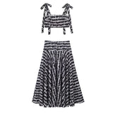 cold weather outfits Amfeov 2024 Spring Summer Women Print Casual Elegant Suits Fashion Strapless Sleeveless Short Tops+Chic Loose Long Skirt