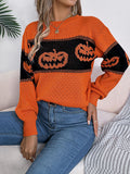 christmas outfit Amfeov Long Sleeves Loose Contrast Color Split-Joint Round-Neck Pullovers Sweater Tops