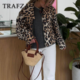 cold weather outfits Amfeov 2024 Spring Summer Casual LEOPARD Women Jackets Fashion Vintage Turn-down Collar Zipper Streetwear Ladies Jackets