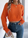 christmas outfit Amfeov Long Sleeves Loose Backless Buttoned Hollow Solid Color Split-Joint Round-Neck Pullovers Sweater Tops