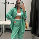 cold weather outfits Amfeov 2024 Spring Summer Casual Striped Women Suits Fashion Vintage Single Breasted Shirts+High Waist Drawstring Ladies Pants