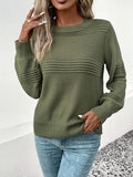 christmas outfit Amfeov Long Sleeves Loose Solid Color Split-Joint Round-Neck Pullovers Sweater Tops