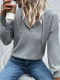 christmas outfit Amfeov Hooded Long Sleeves Buttoned Drawstring Split-Joint V-Neck Sweater Tops