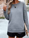 christmas outfit Amfeov Long Sleeves Loose Solid Color Round-Neck Pullovers Sweater