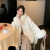 cold weather outfits Amfeov 2024 Autumn/Winter New Year Fox Fur Double-Sided Sheepskin Overcoat Women's Sheep Woolen Leather Jacket