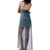 cold weather outfits Amfeov Women's Sleeveless Lace Long Dress with Patchwork, New Suspender, Lace, See-through, See-through, Sensual Lingerie