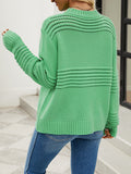 christmas outfit Amfeov Long Sleeves Loose Hollow Solid Color Round-Neck Knitwear Pullovers Sweater Tops