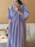 Amfeov V-neck Crossover Loose Puff Sleeve Dress