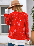 christmas outfit Amfeov Casual Loose Long Sleeves Printed Round-Neck Sweater Tops