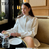 cold weather outfits Amfeov 2024 Spring Summer Casual Women Suits Fashion Elegant Turn-down Collar Solid Shirts+Chic Folds Ball Gown Loose Skirts