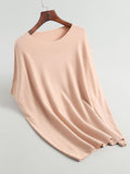 christmas outfit Amfeov Half Sleeves Loose Solid Color Off-The-Shoulder Knitwear Pullovers Sweater Tops